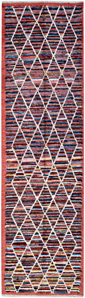 Handmade Tribal Afghan Berber Hallway Runner | 300 x 89 cm | 9'10" x 2'11" - Najaf Rugs & Textile
