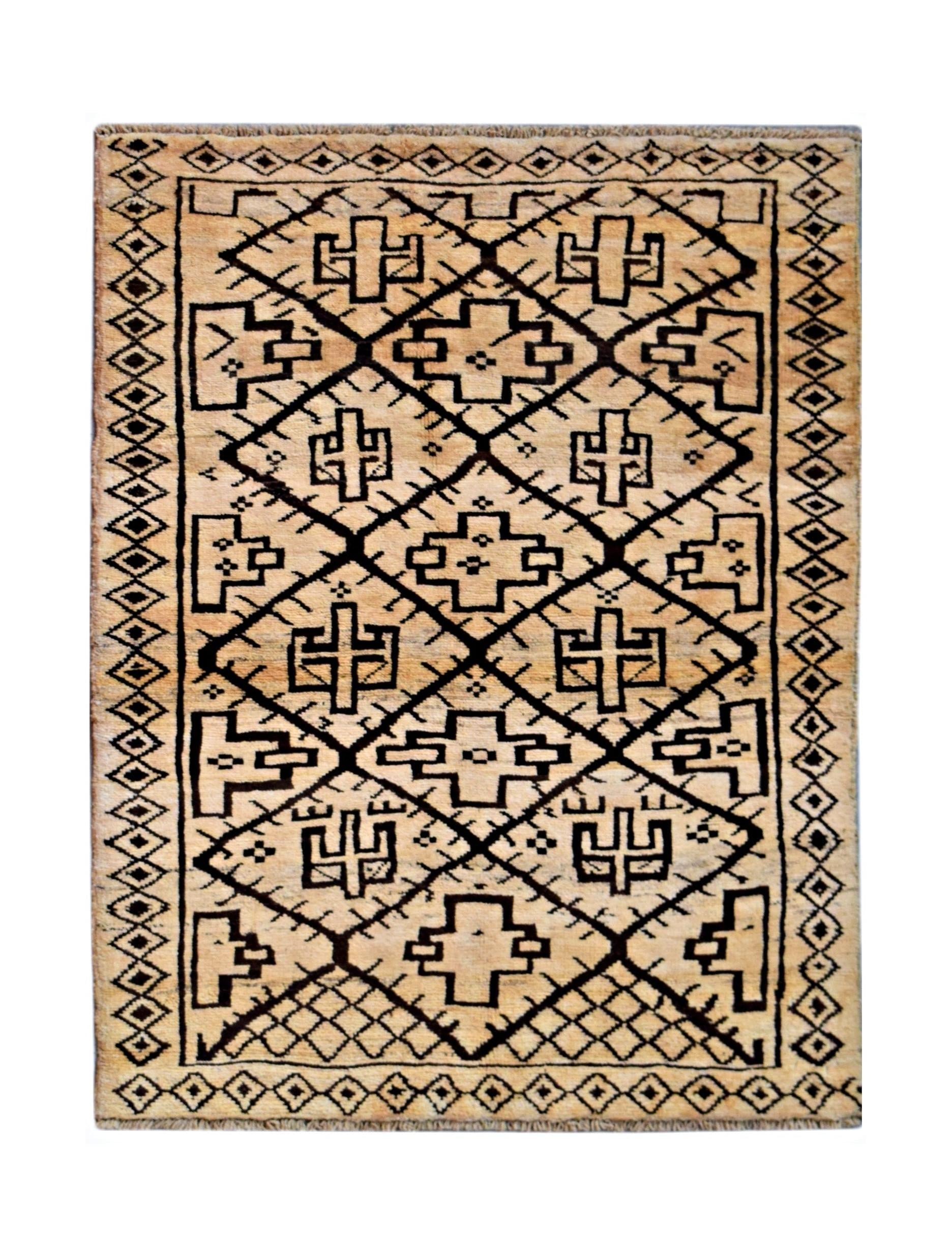 Handmade Tribal Afghan Berber Rug | 136 x 97 cm | 4'6" x 3'2" - Najaf Rugs & Textile