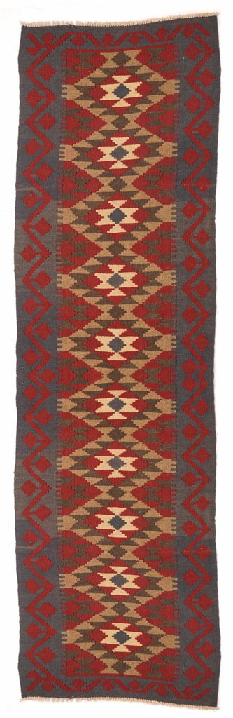 Handmade Tribal Afghan Maimana Kilim Hallway Runner | 376 x 77 cm - Najaf Rugs & Textile