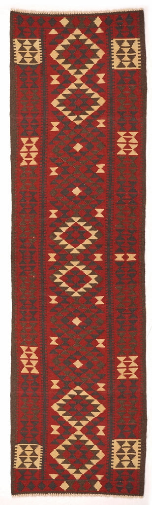 Handmade Tribal Afghan Maimana Kilim Hallway Runner | 384 x 84 cm - Najaf Rugs & Textile