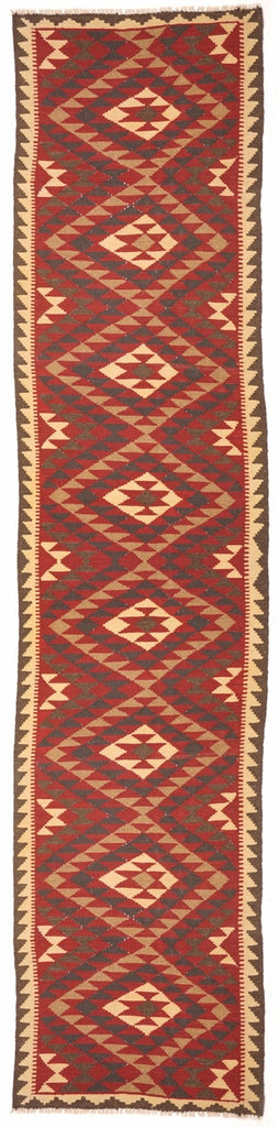 Handmade Tribal Afghan Maimana Kilim Hallway Runner | 384 x 93 cm | 12'5" x 3' - Najaf Rugs & Textile