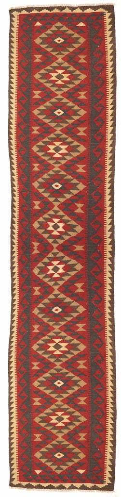 Handmade Tribal Afghan Maimana Kilim Hallway Runner | 390 x 93 cm - Najaf Rugs & Textile