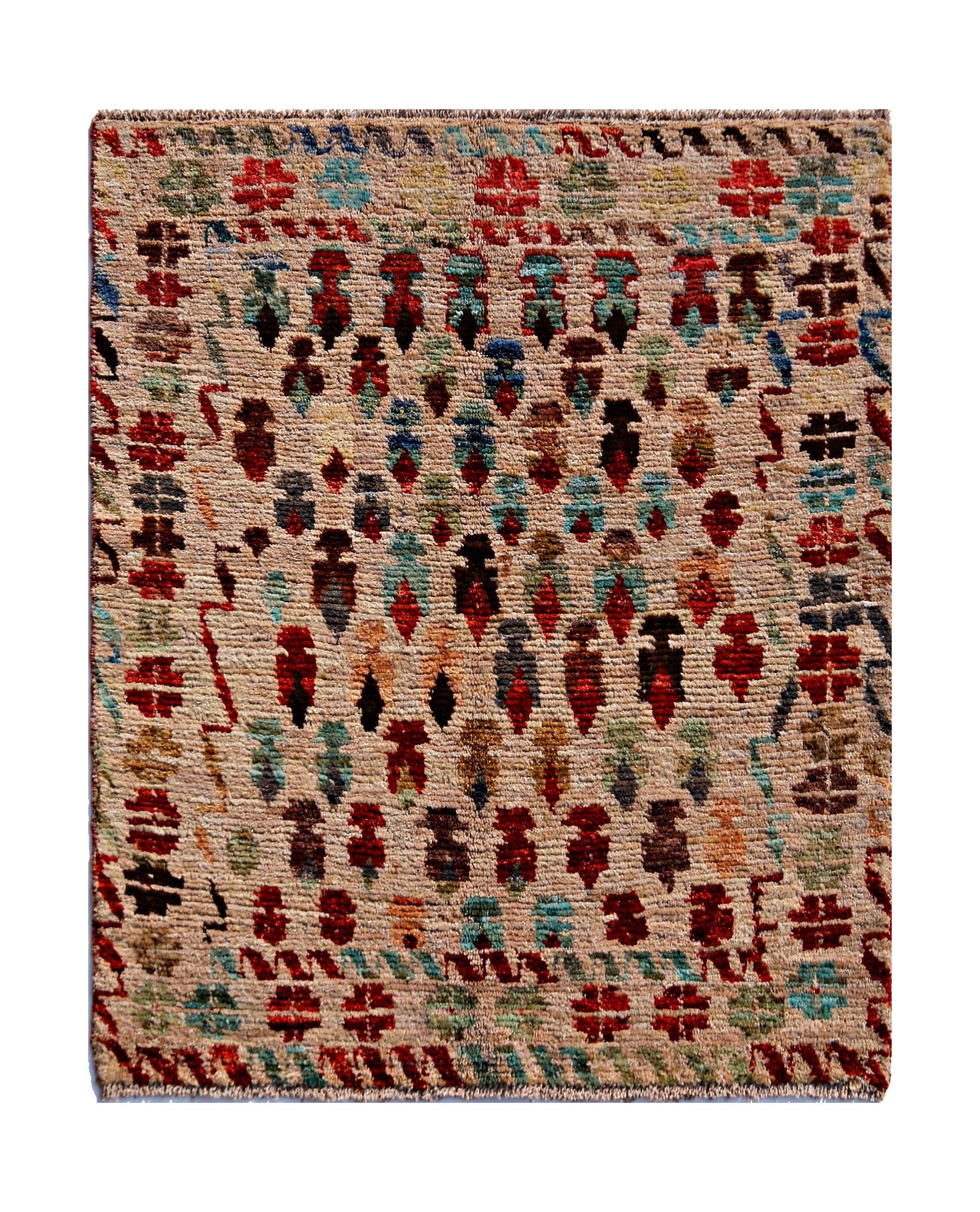 Handmade Tribal Afghan Rug | 110 x 96 cm | 3'8" x 3'2" - Najaf Rugs & Textile