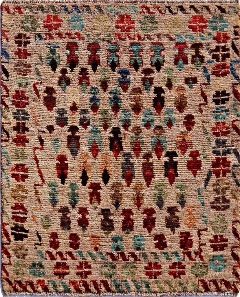 Handmade Tribal Afghan Rug | 110 x 96 cm | 3'8" x 3'2" - Najaf Rugs & Textile