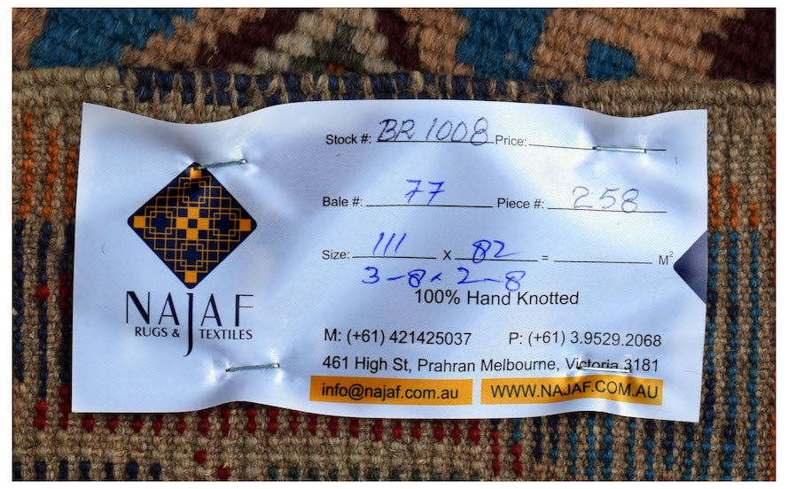 Handmade Tribal Afghan Rug | 111 x 82 cm | 3'8" x 2'8" - Najaf Rugs & Textile