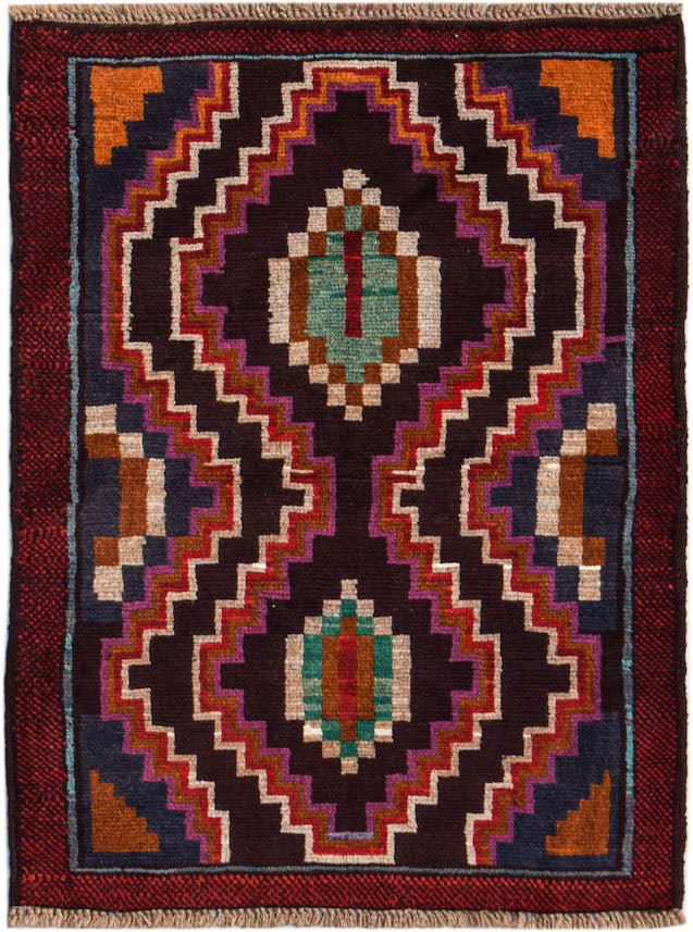 Handmade Tribal Afghan Rug | 114 x 83 cm | 3'9" x 2'9" - Najaf Rugs & Textile