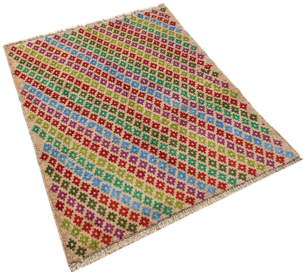 Handmade Tribal Afghan Rug | 132 x 103 cm | 4'4" x 3'5" - Najaf Rugs & Textile