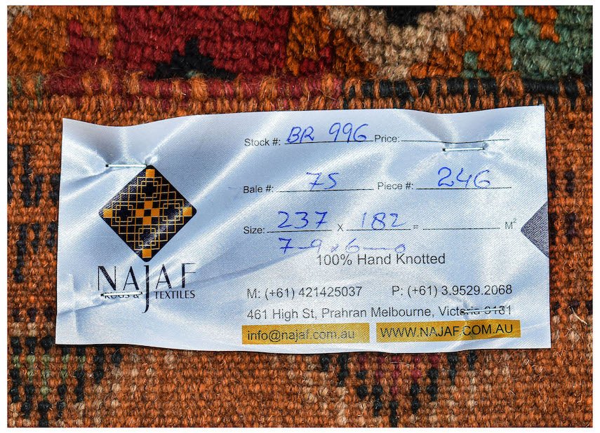 Handmade Tribal Afghan Rug | 237 x 182 cm | 7'9" x 6' - Najaf Rugs & Textile