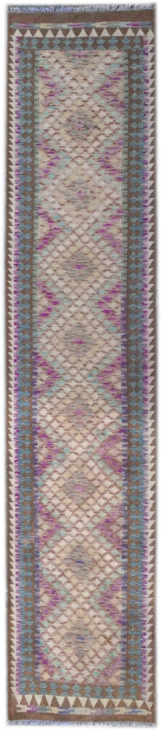 Handmade Tribal Kilim Hallway Runner | 392 x 82 cm | 12'8" x 2'6" - Najaf Rugs & Textile