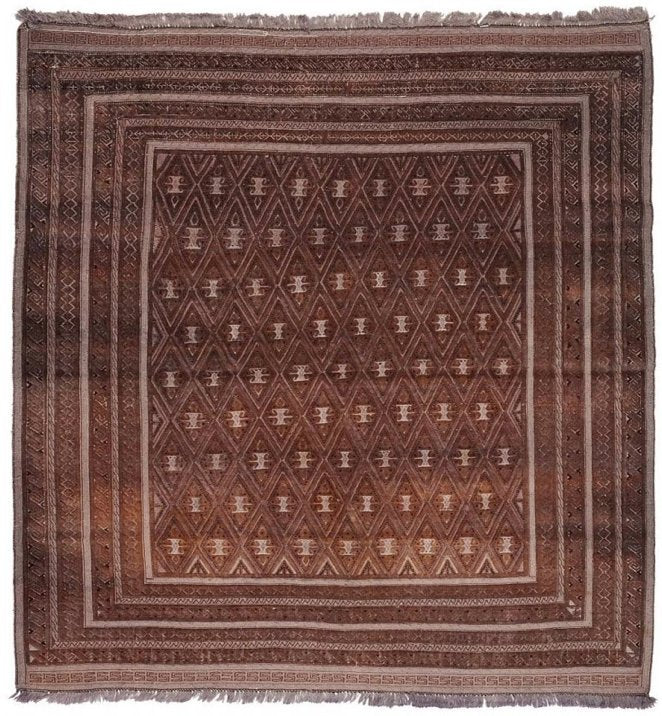 Handmade Tribal Overdyed Mashwani Rug | 154 x 147 cm | 5' x 4'8" - Najaf Rugs & Textile