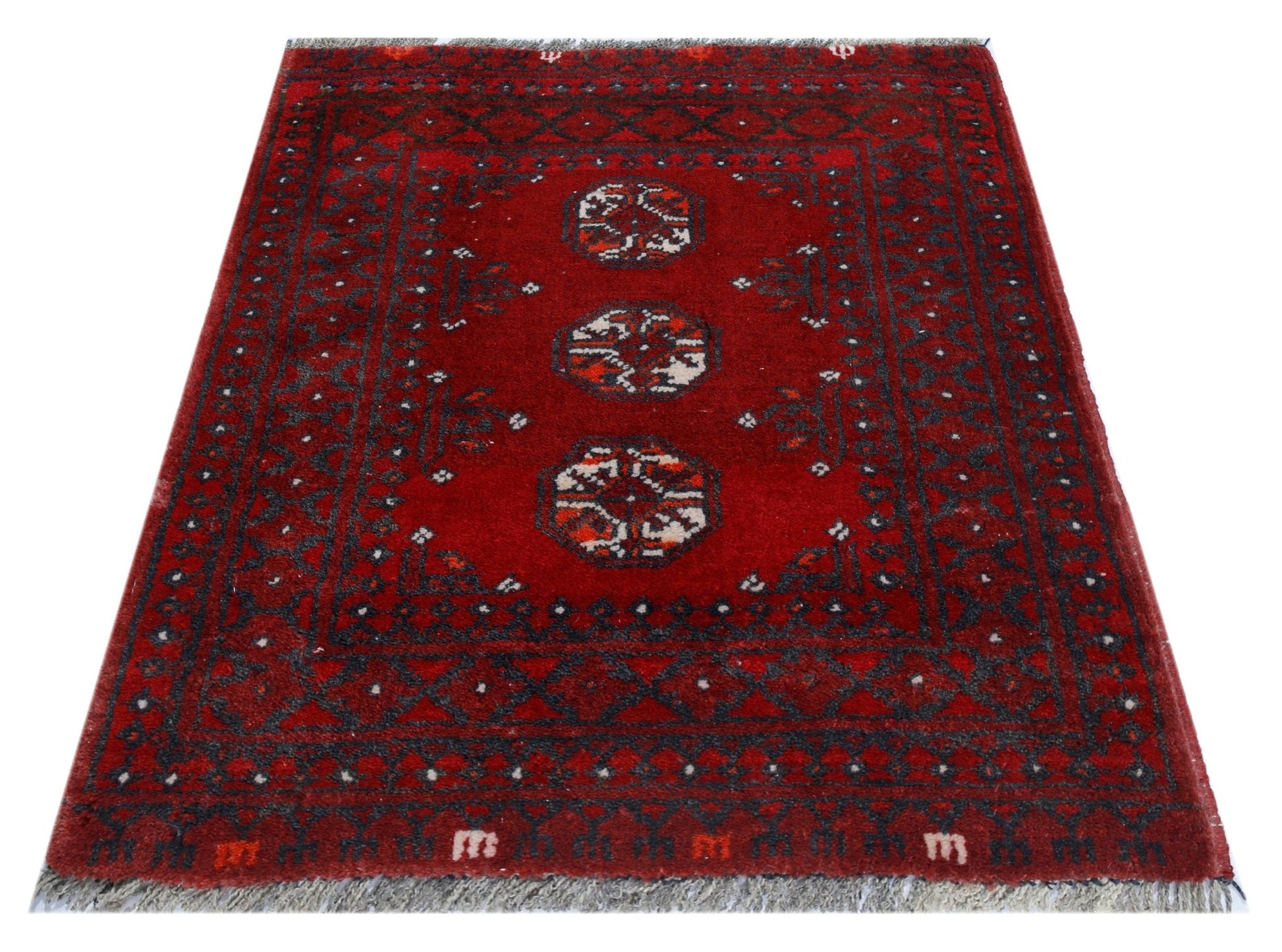 Handmade Ultra Mini Afghan Turkmen Rug | 63 x 52 cm | 2'1" x 1'8" - Najaf Rugs & Textile