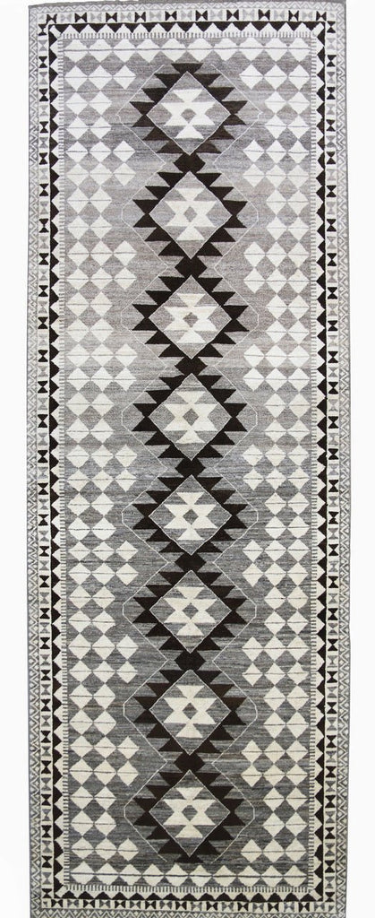 Handmade Undyed Maimana Hallway Runner Rug | 347 x 118 cm | 11'3" x 3'8" - Najaf Rugs & Textile