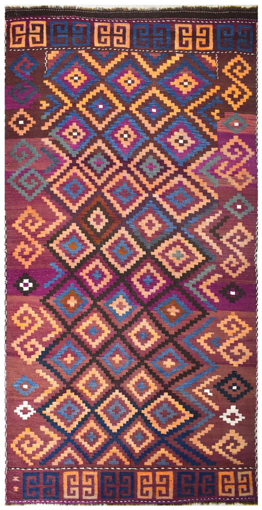 Handmade Vintage Afghan Maimana Kilim | 308 x 162 cm | 10'10" x 5'3" - Najaf Rugs & Textile