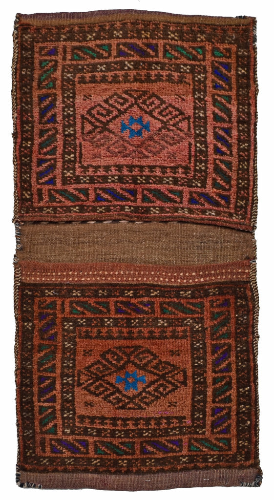 Handmade Vintage Afghan Tribal Saddle Bag | 98 x 45 cm | 3'2" x 1'4" - Najaf Rugs & Textile