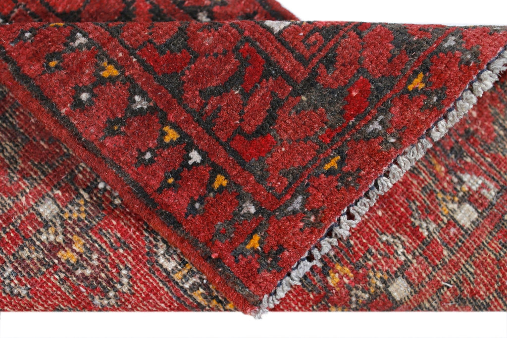 Handmade Vintage Afghan Turkmen Hallway Runner | 131 x 51 cm | 4’4" x 1'8" - Najaf Rugs & Textile