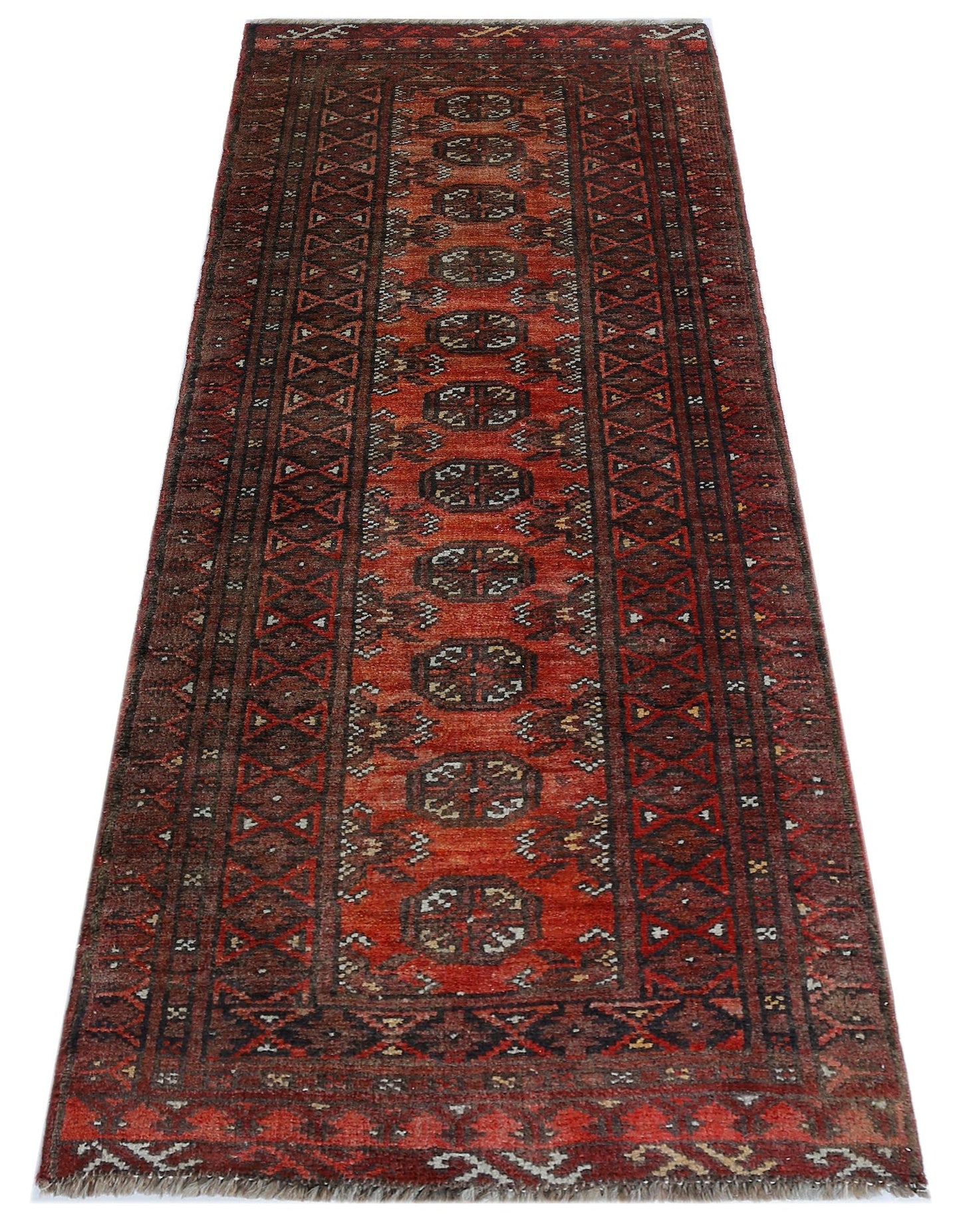 Handmade Vintage Afghan Turkmen Hallway Runner | 134 x 50 cm | 4’5" x 1'8" - Najaf Rugs & Textile