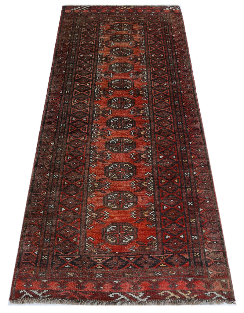 Handmade Vintage Afghan Turkmen Hallway Runner | 134 x 50 cm | 4’5" x 1'8" - Najaf Rugs & Textile