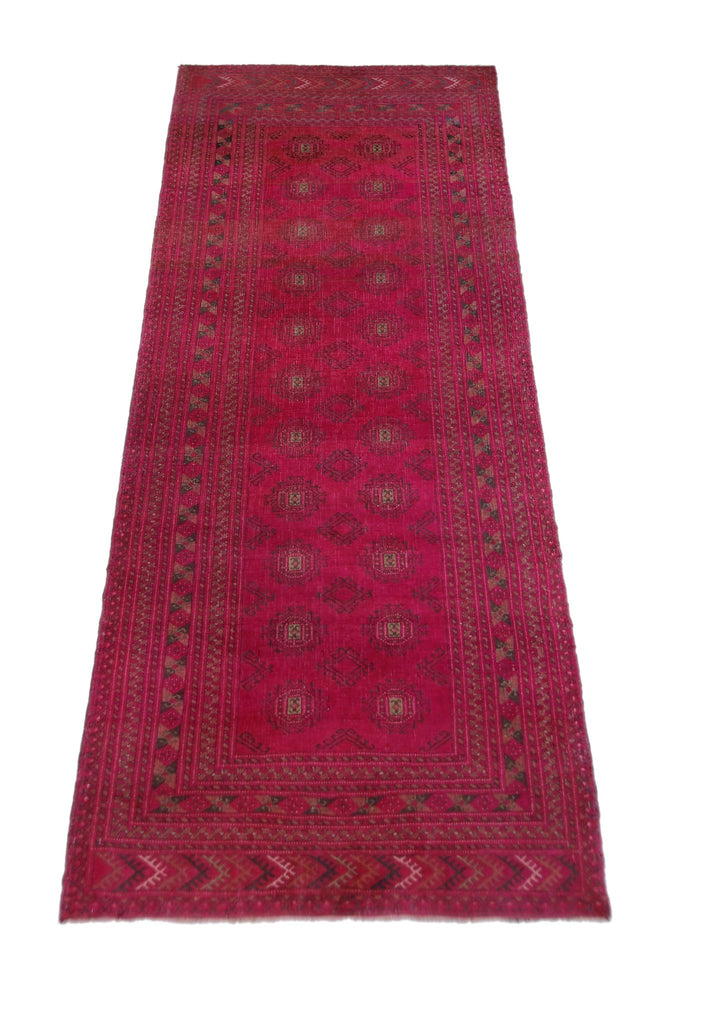 Handmade Vintage Afghan Turkmen Hallway Runner | 269 x 101 cm | 8’10" x 3'4" - Najaf Rugs & Textile