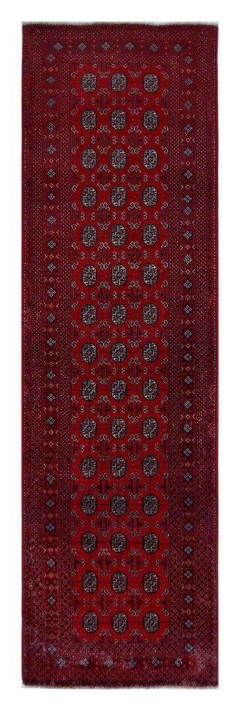 Handmade Vintage Afghan Turkmen Hallway Runner | 271 x 80 cm | 8’11" x 2'7" - Najaf Rugs & Textile