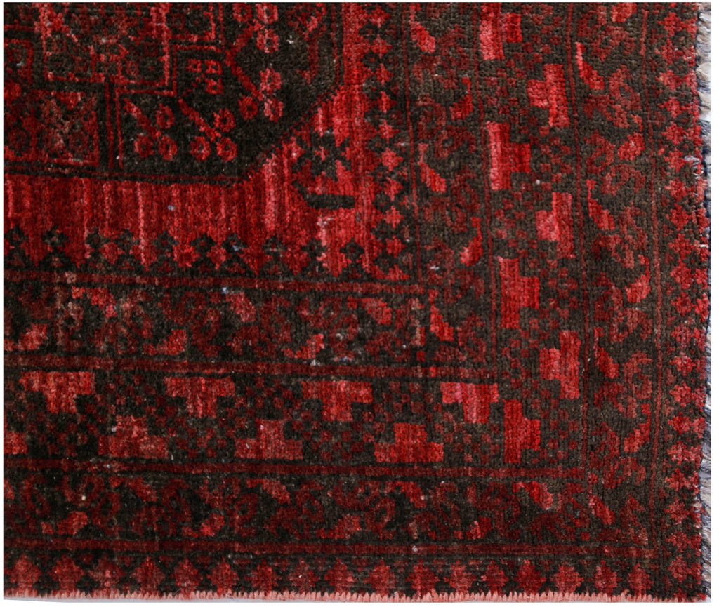 Handmade Vintage Afghan Turkmen Hallway Runner | 287 x 75 cm | 9’5” x 2'5" - Najaf Rugs & Textile