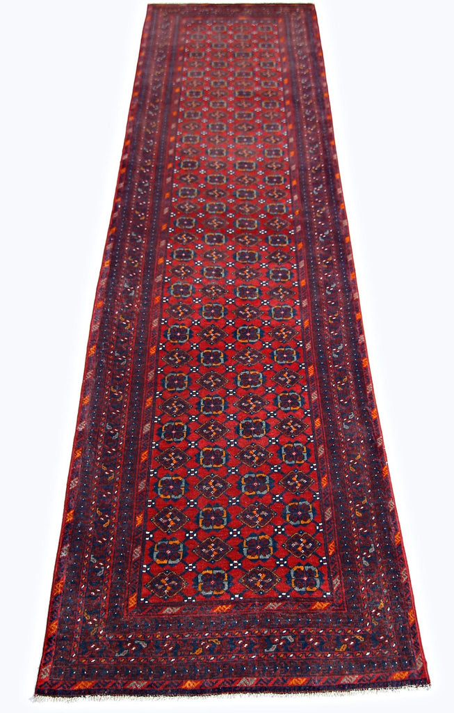 Handmade Vintage Afghan Turkmen Hallway Runner | 293 x 80 cm | 9’7” x 2’7” - Najaf Rugs & Textile