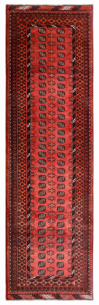 Handmade Vintage Afghan Turkmen Hallway Runner | 313 x 92 cm | 10’3” x 3' - Najaf Rugs & Textile