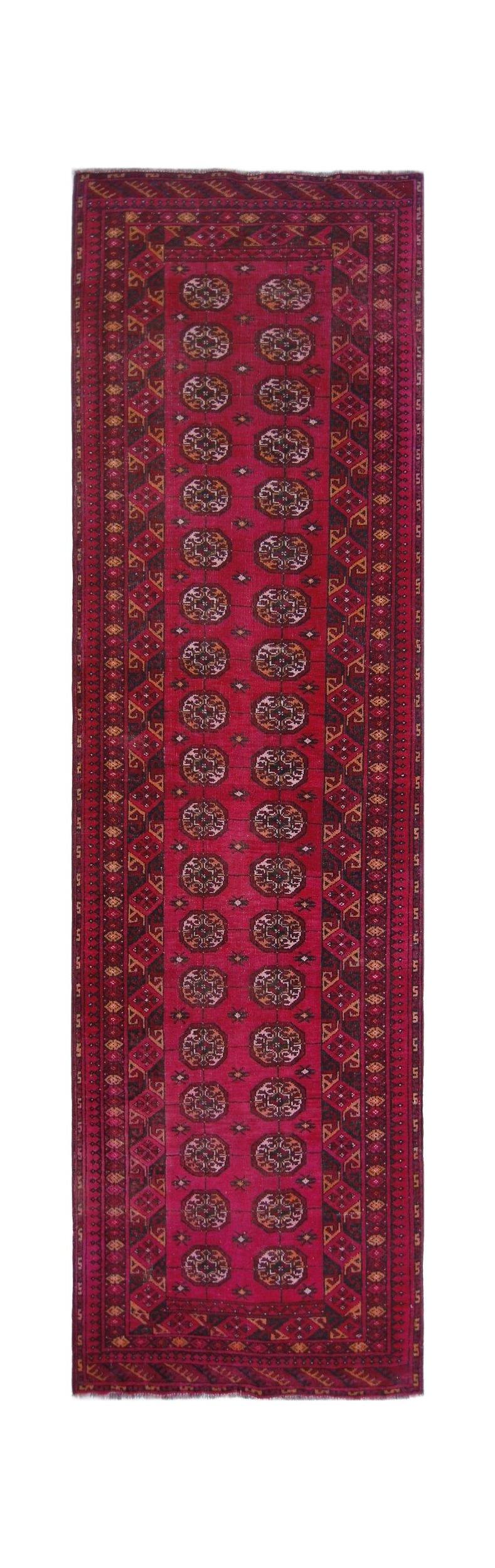 Handmade Vintage Afghan Turkmen Hallway Runner | 314 x 91 cm | 10’4" x 3' - Najaf Rugs & Textile
