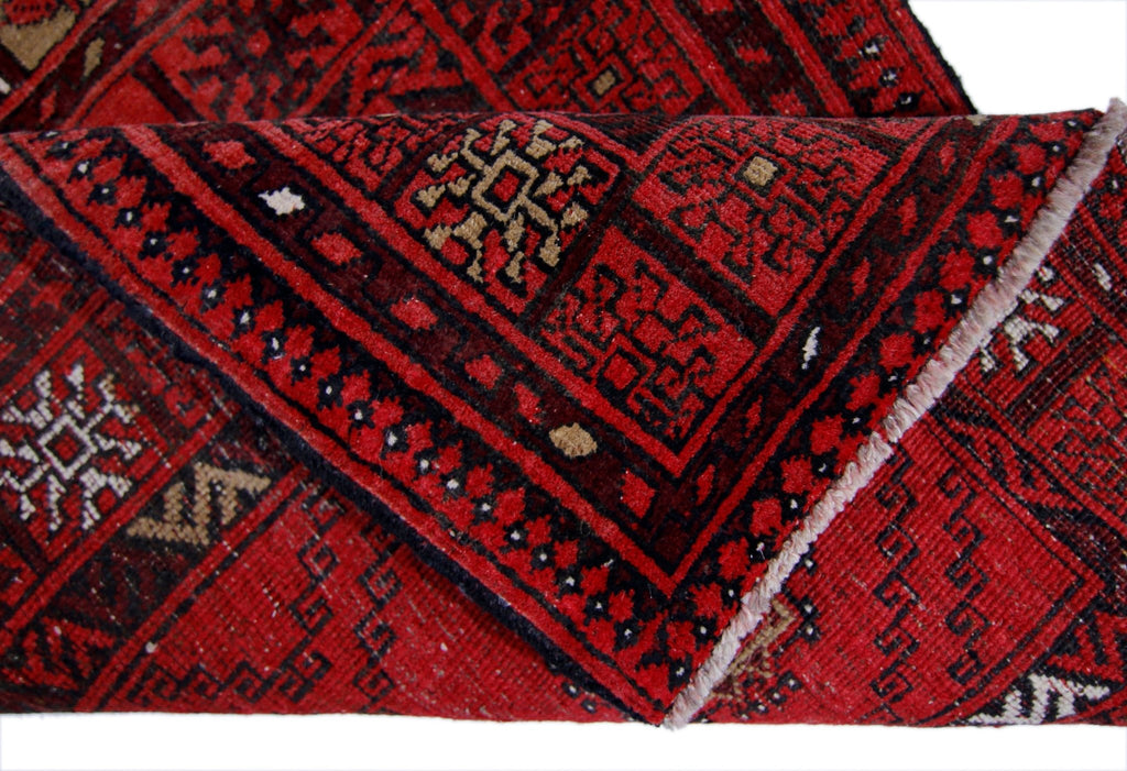 Handmade Vintage Afghan Turkmen Prayer Rug | 100 x 78 cm | 3'3" x 2'7" - Najaf Rugs & Textile