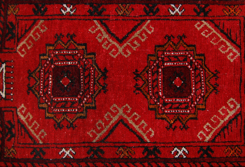 Handmade Vintage Afghan Turkmen Prayer Rug | 110 x 71 cm | 3'8" x 2'4" - Najaf Rugs & Textile