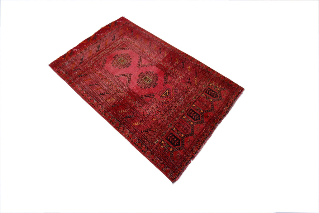 Handmade Vintage Afghan Turkmen Prayer Rug | 116 x 75 cm | 3'10" x 2'5" - Najaf Rugs & Textile