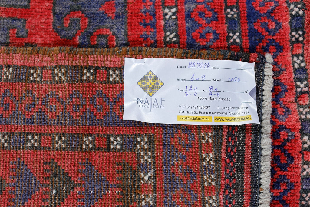 Handmade Vintage Afghan Turkmen Prayer Rug | 120 x 80 cm | 3'11" x 2'8" - Najaf Rugs & Textile