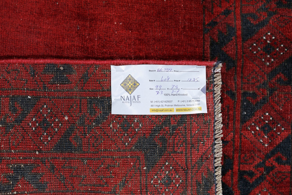 Handmade Vintage Afghan Turkmen Prayer Rug | 99 x 78 cm | 3'3" x 2'7" - Najaf Rugs & Textile