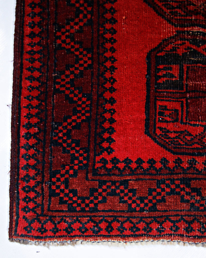 Handmade Vintage Afghan Turkmen Rug | 113 x 80 cm | 3'8" x 2'7" - Najaf Rugs & Textile