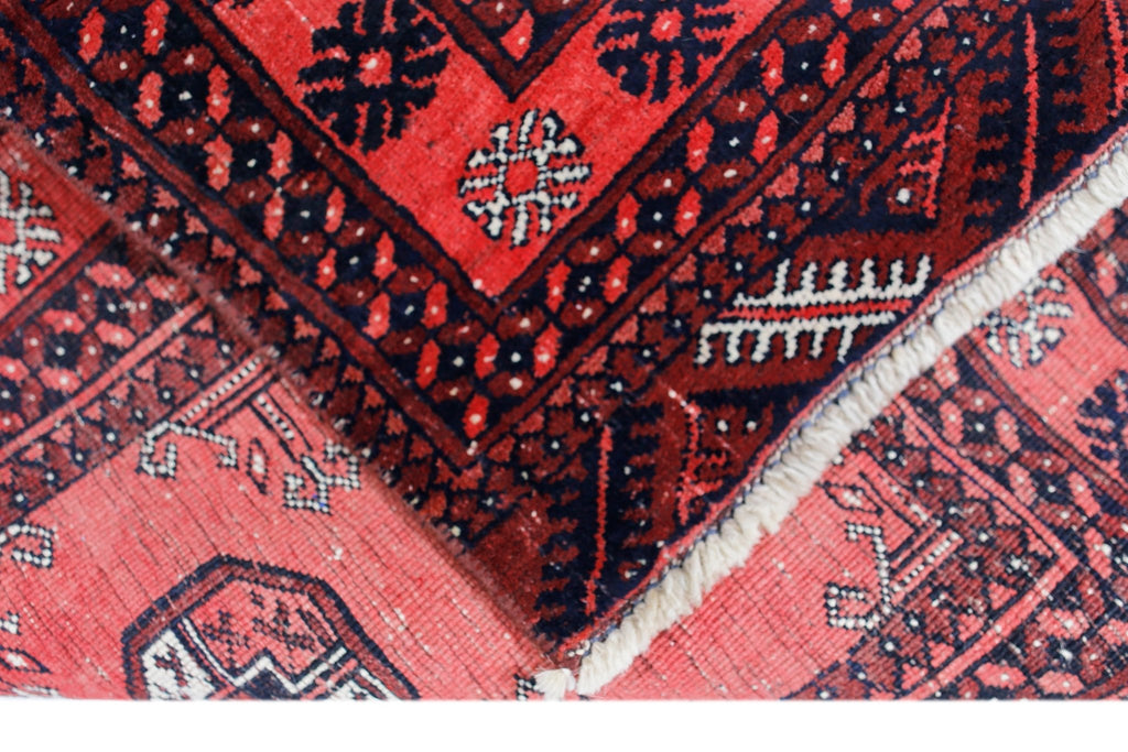 Handmade Vintage Afghan Turkmen Rug | 117 x 72 cm | 3'10" x 2'4" - Najaf Rugs & Textile