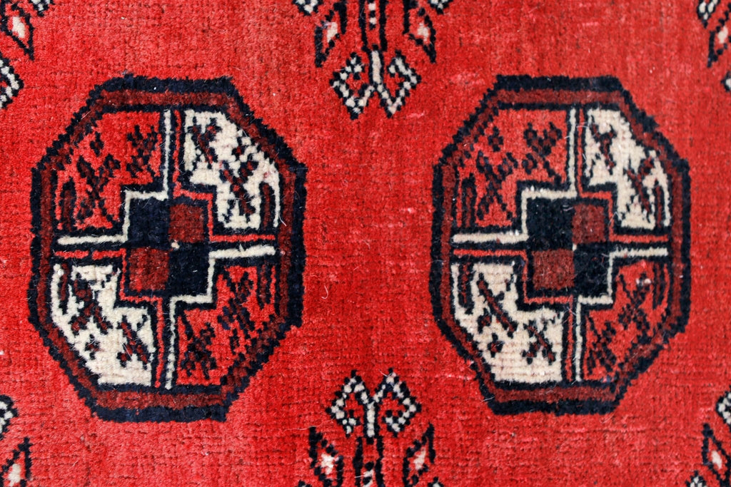 Handmade Vintage Afghan Turkmen Rug | 117 x 72 cm | 3'10" x 2'4" - Najaf Rugs & Textile