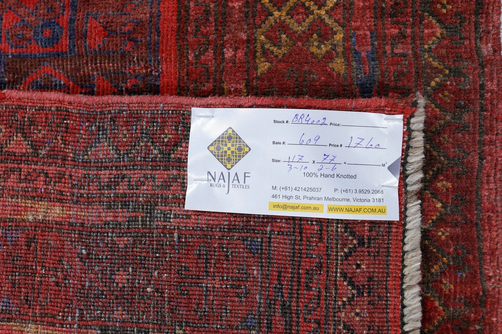Handmade Vintage Afghan Turkmen Rug | 117 x 77 cm | 3'10" x 2'6" - Najaf Rugs & Textile