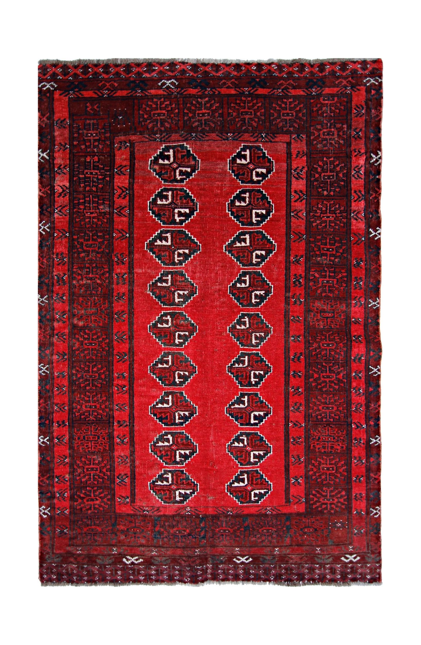 Handmade Vintage Afghan Turkmen Rug | 152 x 98 cm | 5' x 3'2" - Najaf Rugs & Textile