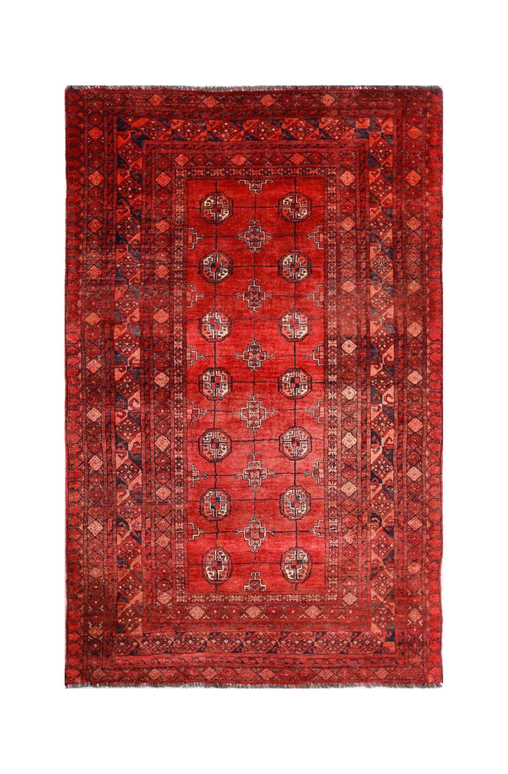 Handmade Vintage Afghan Turkmen Rug | 154 x 99 cm | 5'1" x 3'3" - Najaf Rugs & Textile