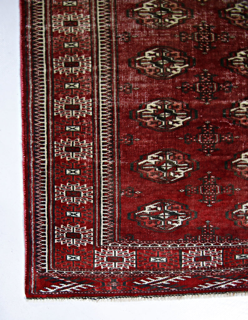 Handmade Vintage Afghan Turkmen Rug | 157 x 117 cm | 5'2" x 3'10" - Najaf Rugs & Textile