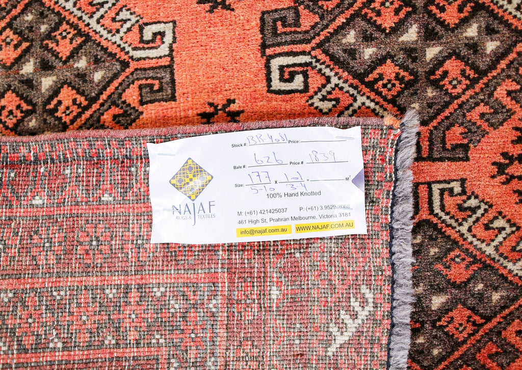 Handmade Vintage Afghan Turkmen Rug | 177 x 101 cm | 5'10" x 3'4" - Najaf Rugs & Textile