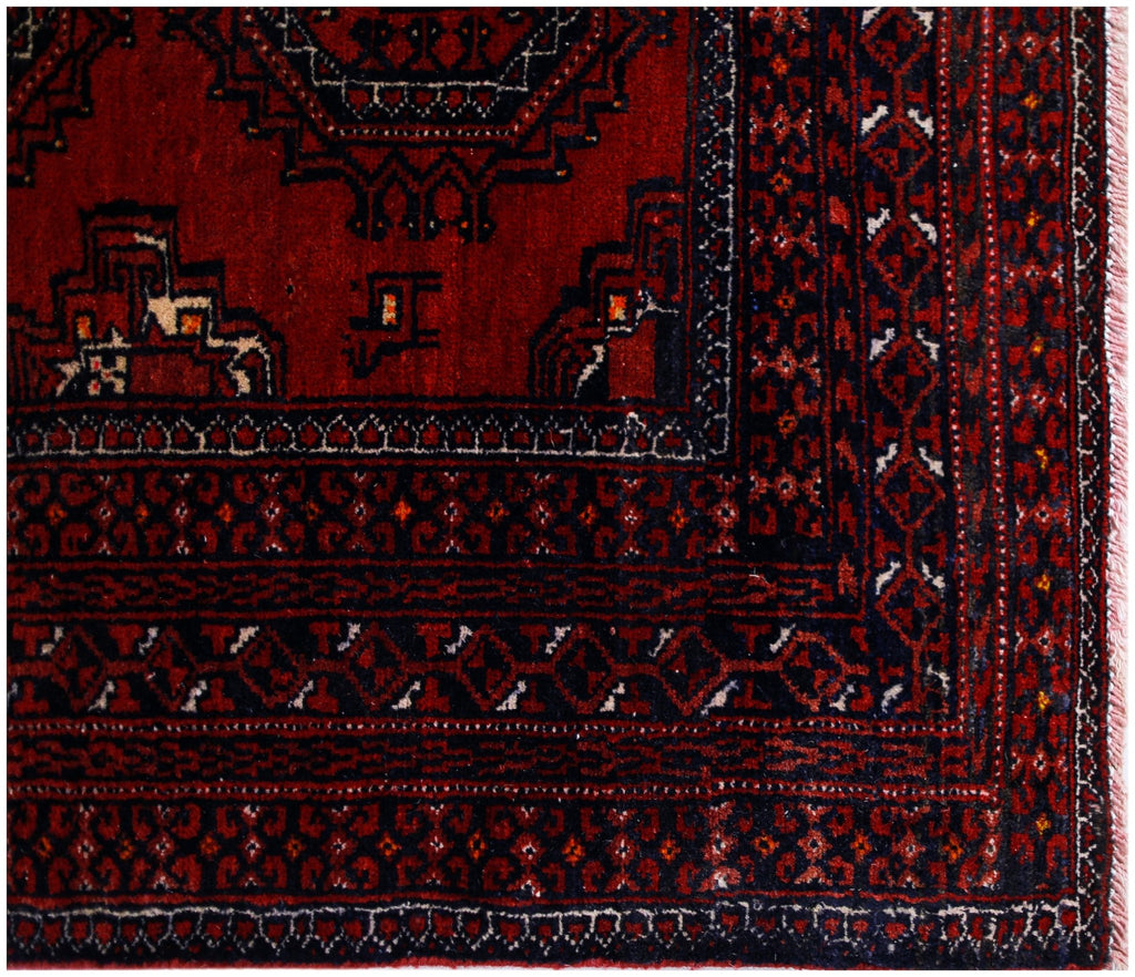 Handmade Vintage Afghan Turkmen Rug | 187 x 98 cm | 6'2" x 3'2" - Najaf Rugs & Textile