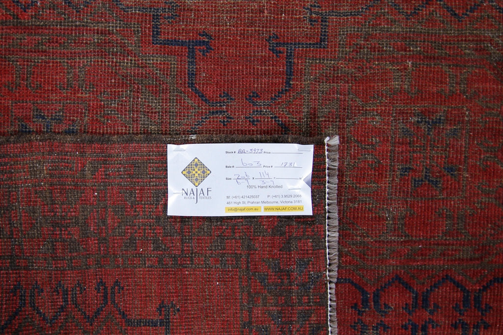 Handmade Vintage Afghan Turkmen Rug | 206 x 114 cm | 6'9" x 3'9" - Najaf Rugs & Textile
