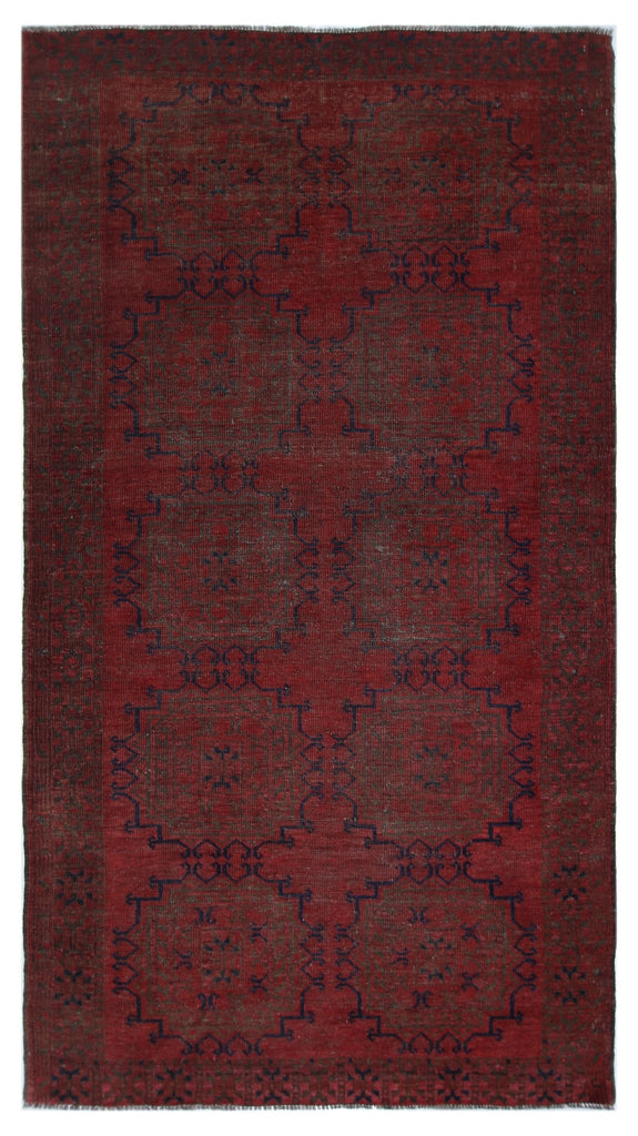 Handmade Vintage Afghan Turkmen Rug | 206 x 114 cm | 6'9" x 3'9" - Najaf Rugs & Textile