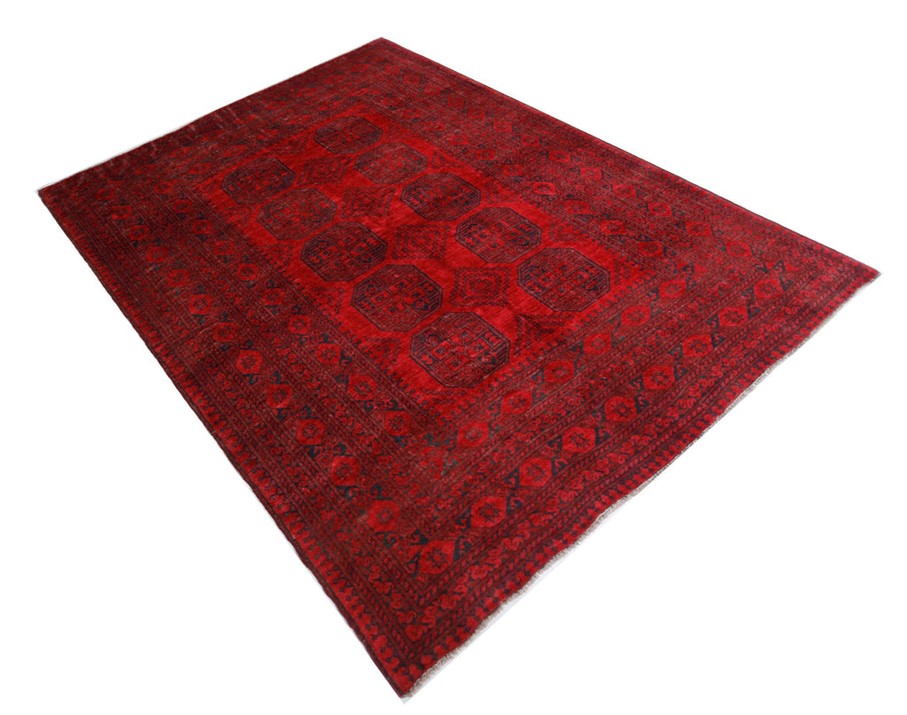 Handmade Vintage Afghan Turkmen Rug | 224 x 170 cm | 7'4" x 5'7" - Najaf Rugs & Textile