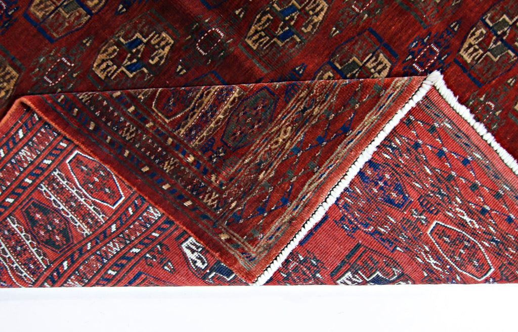 Handmade Vintage Afghan Turkmen Rug | 227 x 156 cm | 7'5" x 5'1" - Najaf Rugs & Textile