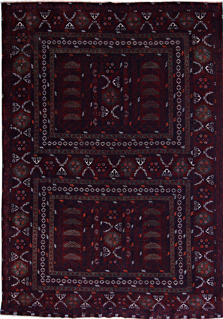 Handmade Vintage Afghan Turkmen Rug | 243 x 173 cm | 7'11" x 5'8" - Najaf Rugs & Textile
