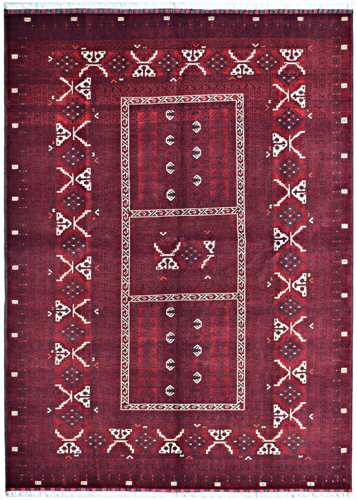Handmade Vintage Afghan Turkmen Rug | 252 x 162 cm | 8'3" x 5'3" - Najaf Rugs & Textile