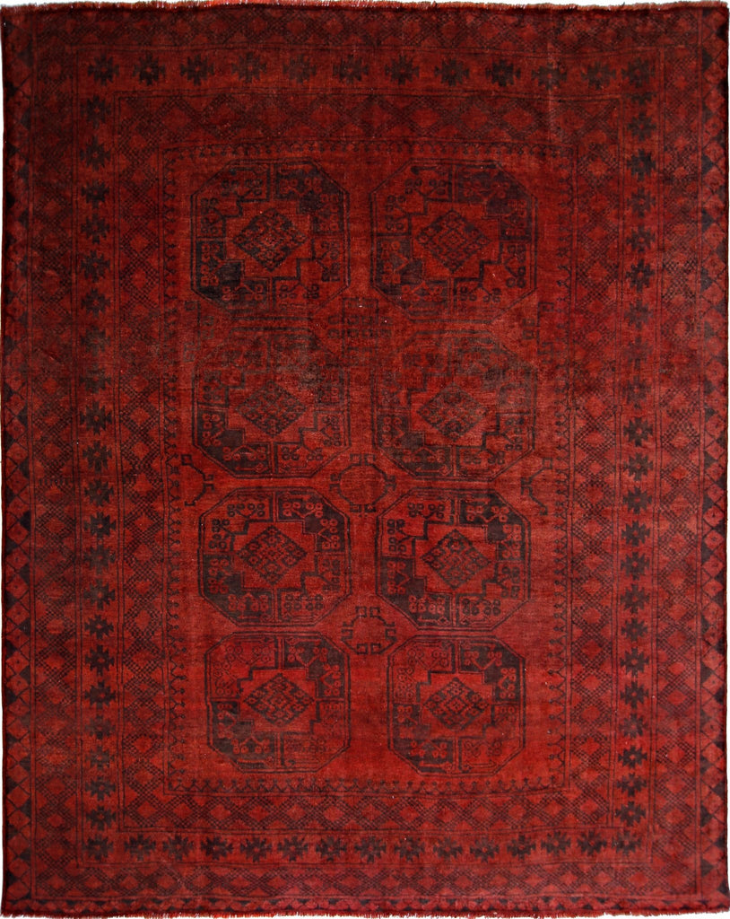 Handmade Vintage Afghan Turkmen Rug | 258 x 229 cm | 8'5" x 7'6" - Najaf Rugs & Textile