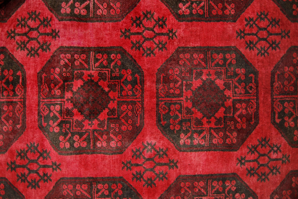Handmade Vintage Afghan Turkmen Rug | 262 x 203 cm | 8'7" x 6'8" - Najaf Rugs & Textile
