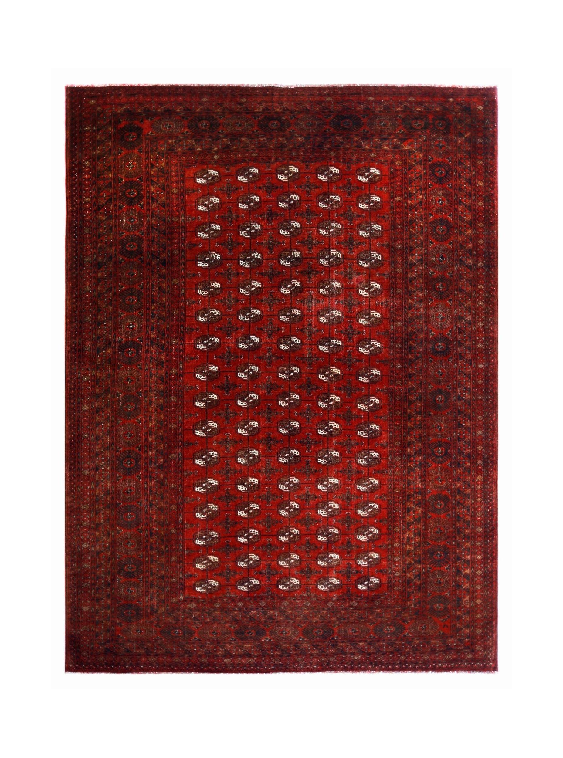 Handmade Vintage Afghan Turkmen Rug | 272 x 196 cm | 8'11" x 6'5" - Najaf Rugs & Textile